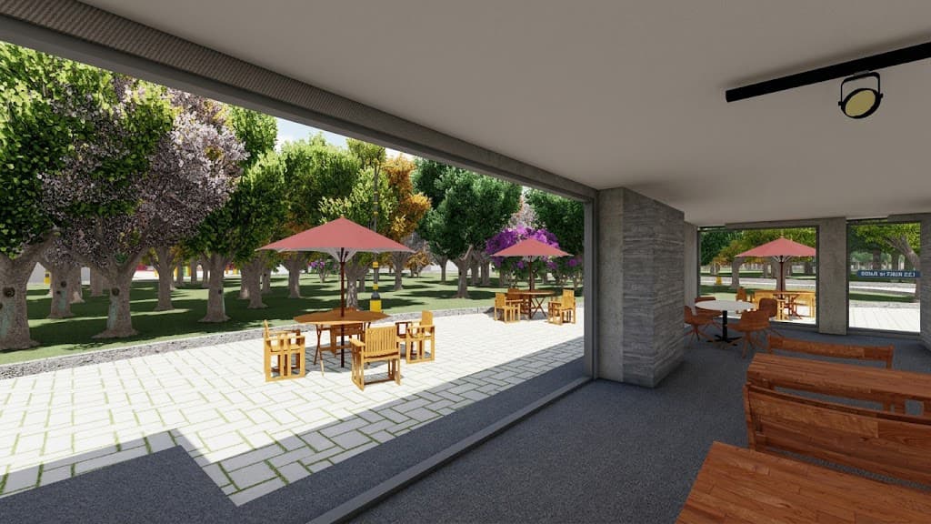 80s Coastal Park Café — waterfront social hub with terraces overlooking Lake Van
